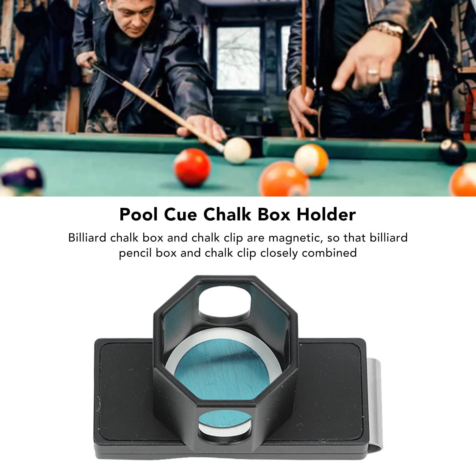 Porte-craie de billard en alliage d'aluminium Boîte à craie magnétique octogone queue de pôle trois couches support de pointe de cue léger usure conception portable (Bleu Porte-craie de billard en alliage d'aluminium Boîte à craie magnétique octogone queue de pôle trois couches support de pointe de cue léger usure conception portable (Bleu