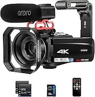 ORDRO Câmera de vídeo 4K para vlogging, zoom óptico de 10x, zoom inteligente de 100x