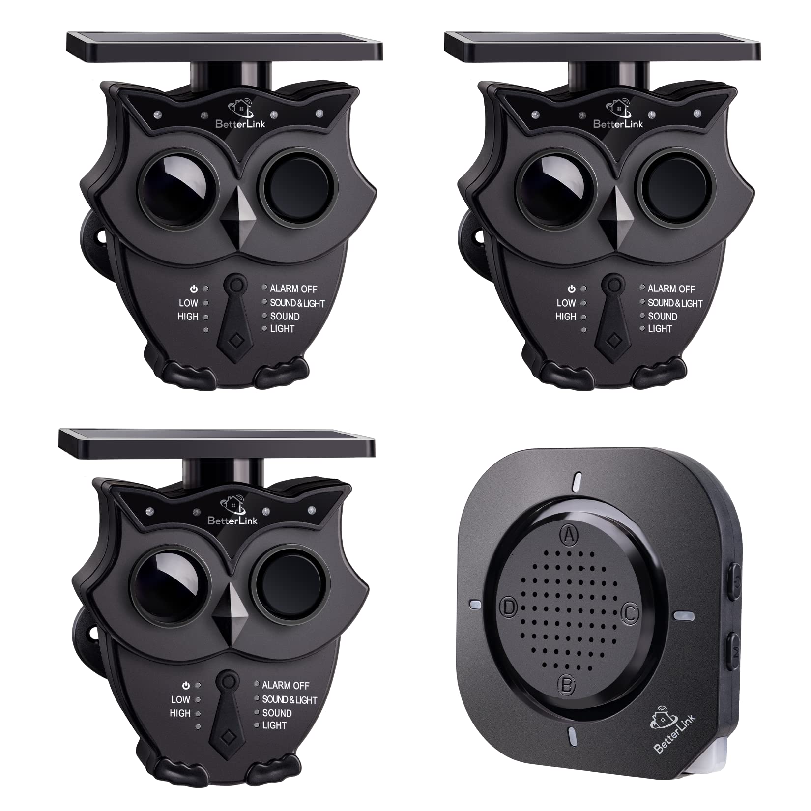 Betterlink Black 1/2 Mile Long Range Solar Wireless Driveway Alarm System Ip65 Weatherproof Outdoor Motion Detectors&Sensor 120Db Siren Sound Light Security Alert System Monitor&Protect Outdoor/Indoor Property(1R3s)
