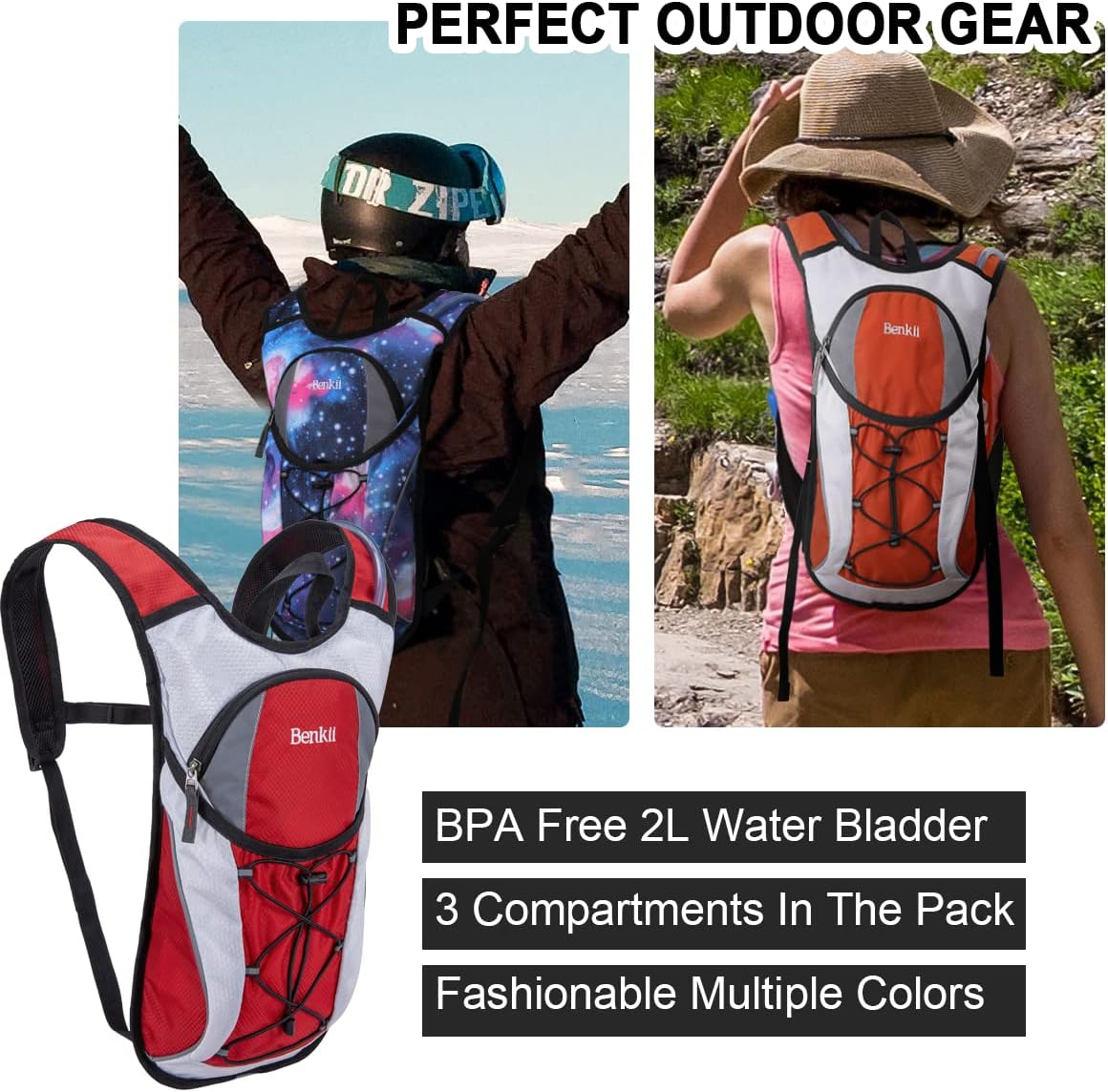 Hydration Backpack with 2L Water Bladder - Lightweight Pack for Running Hiking Riding Camping Cycling Climbing (Lemon) : Sports & Outdoors