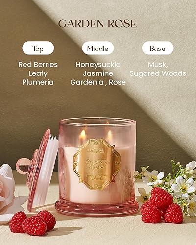 Miniatura 2 de M&SENSE Velas de rosas aromáticas para el hogar, velas de soja orgánicas, no tóxicas, sin hollín, vela en tarro grande de 12.7 onzas, 75 horas de