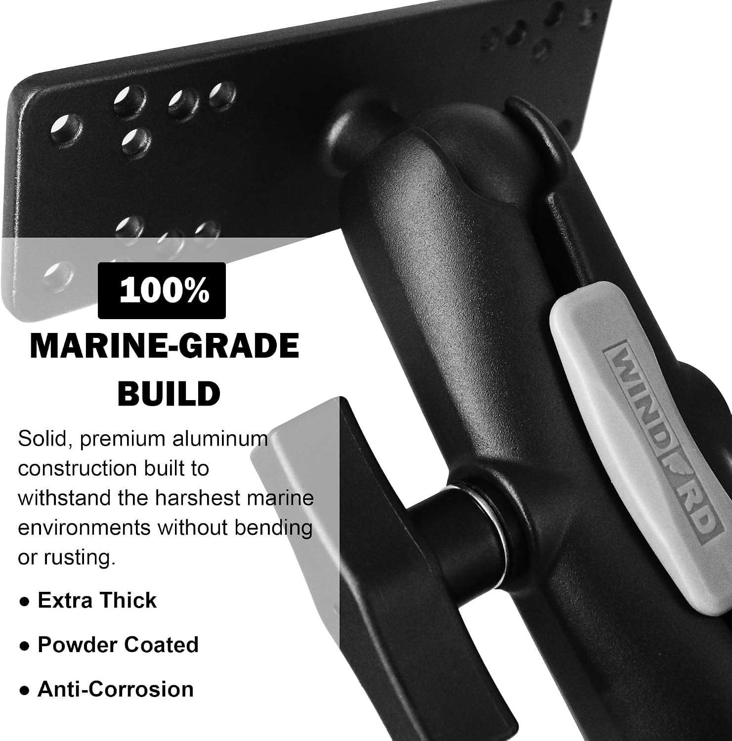 Fish Finder Mount 1.5" Ball Medium Arm, Depth Finder Mount for Kayak/Boat | Compatible with Garmin, Lowrance, Humminbird fish finder, Compatible with Ram Mounts 1.5"/ C Size, All-aluminum construction