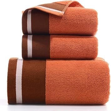 3 Piece Bath Towel Set, Combed Cotton Bath Towels Absorbent Bath Sheets Soft Shower Towels Bathroom Hand Towel Luxury Bath Towels Sets for Bathroom,Orange