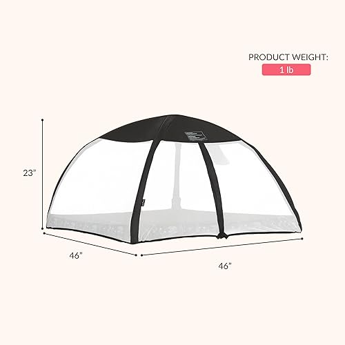 Miniatura 3 de Toldo para corralito Ziggy negro y blancosombra instantánease fija fácilmentediseño de media tela de media mallaflujo de aire completo y