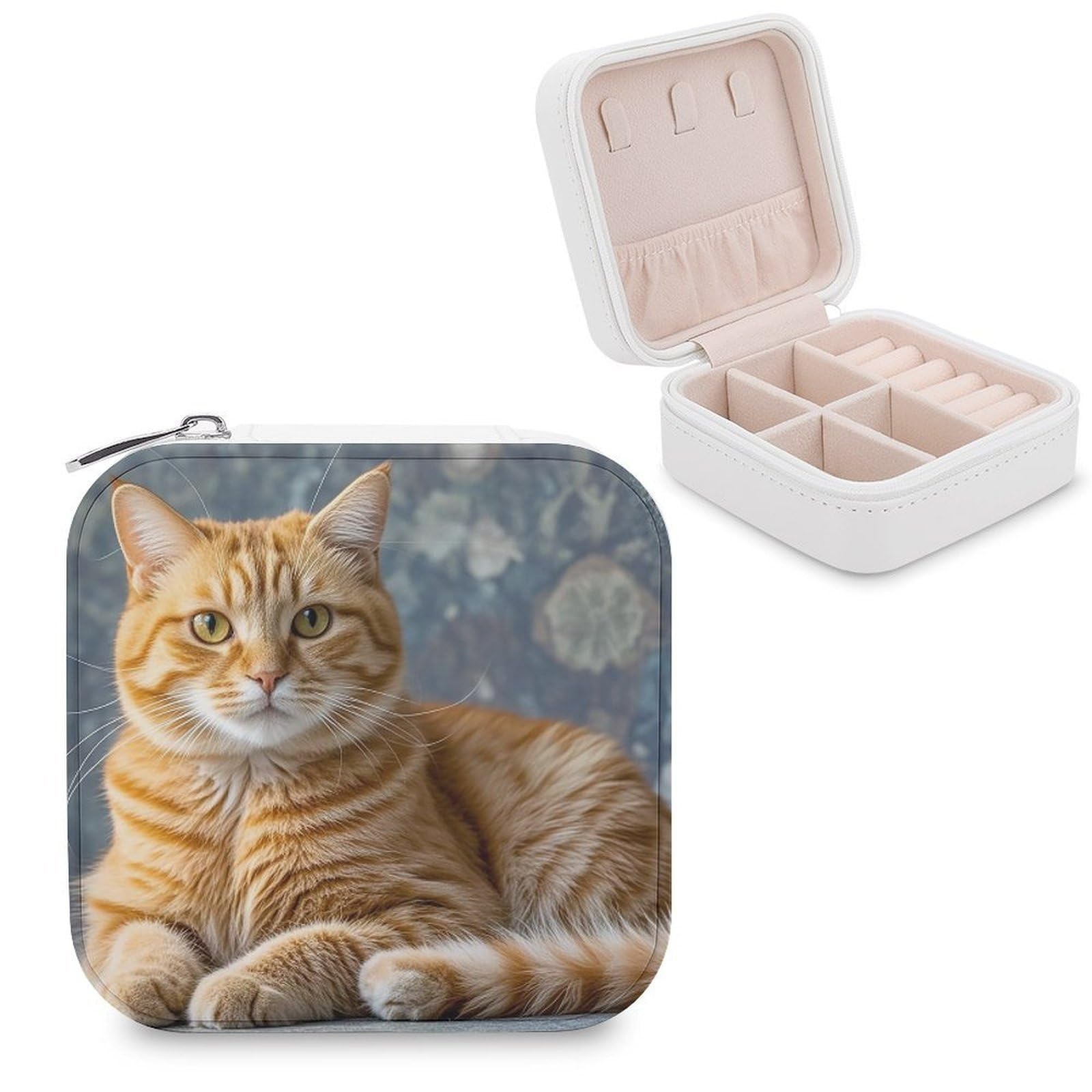 LZQPOEAS Cat Jewelry Box Mini Jewelry Travel Case Trendy Stuff Ring Box Custom PU Leather Jewelry Boxes Portable Jewelry Case Earring Storage Organizer for Girls Women