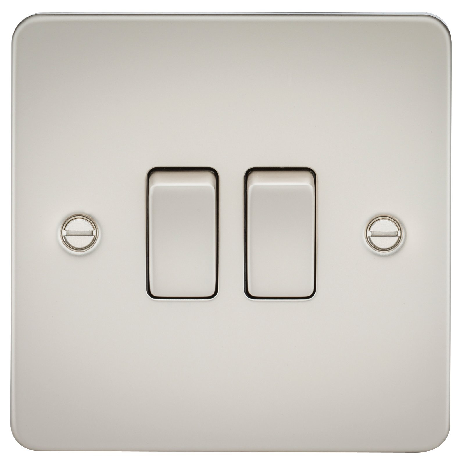 Knightsbridge FP3000PL 10 A 2G 2-Way Switch with Flat Plate, Pearl