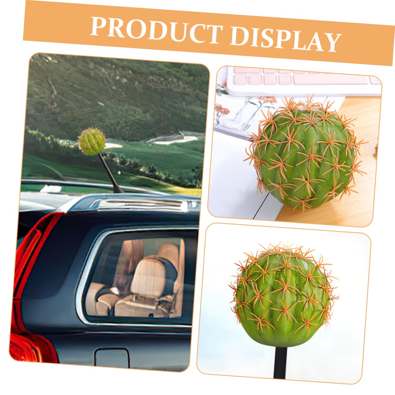 ULTECHNOVO 3piezas Decoraciones De Antena De Coche Diseño De Cactus Accesorios Adorables para Techo del Vehículo Resistente La Degradación y Fácil Instalación