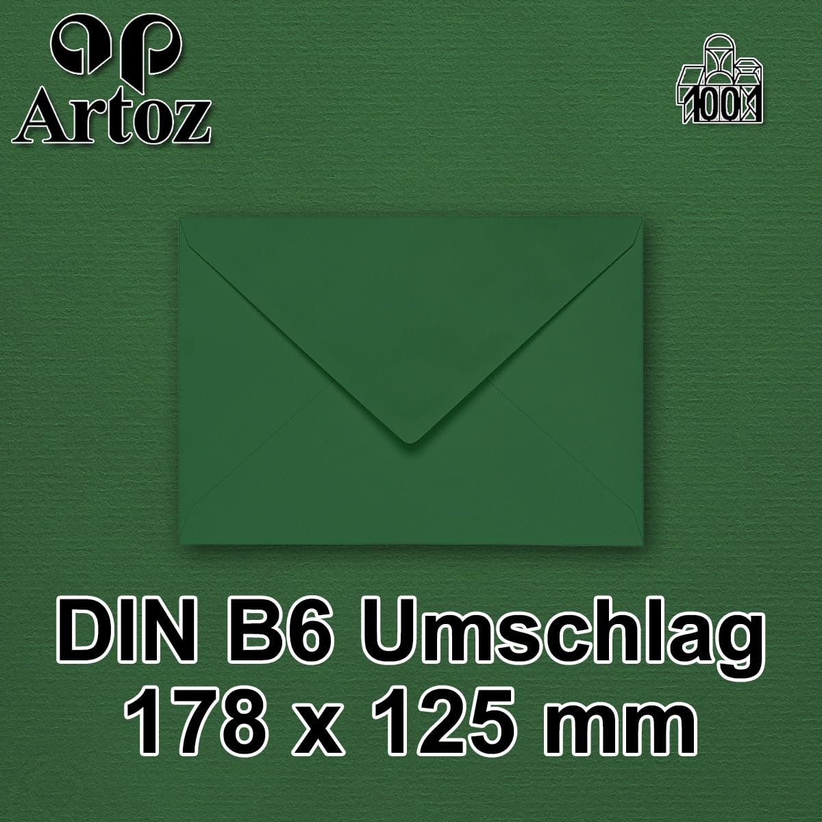 ARTOZ 100 buste per lettere, formato DIN B6, 178 x 125 mm, senza finestra, con chiusura a umido, con linguetta di chiusura in pizzo