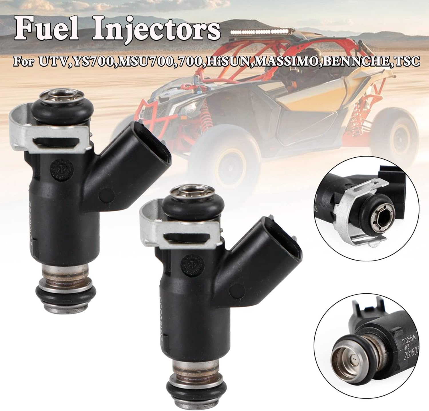 2PCS Fuel Injectors Fit For UTV,YS700,MSU700,700,HiSUN,MASSIMO,BENNCHE,TSC,Fuel Injector Replaces 16400-007C-0000,25160-F39-000, 358800001 25377439