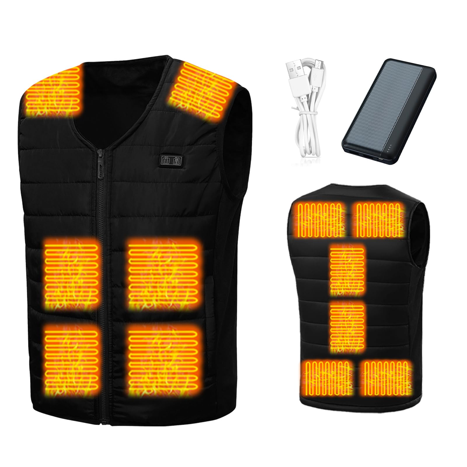 yoriyoi Electric Heated Vest, 12 Heating Points, Front and Rear Independent Temperature Control, Heat Vest, Made in Japan, Fiber Heater, 3 Temperature Adjustment, Washable, Heated Vest, Cold-picture-51