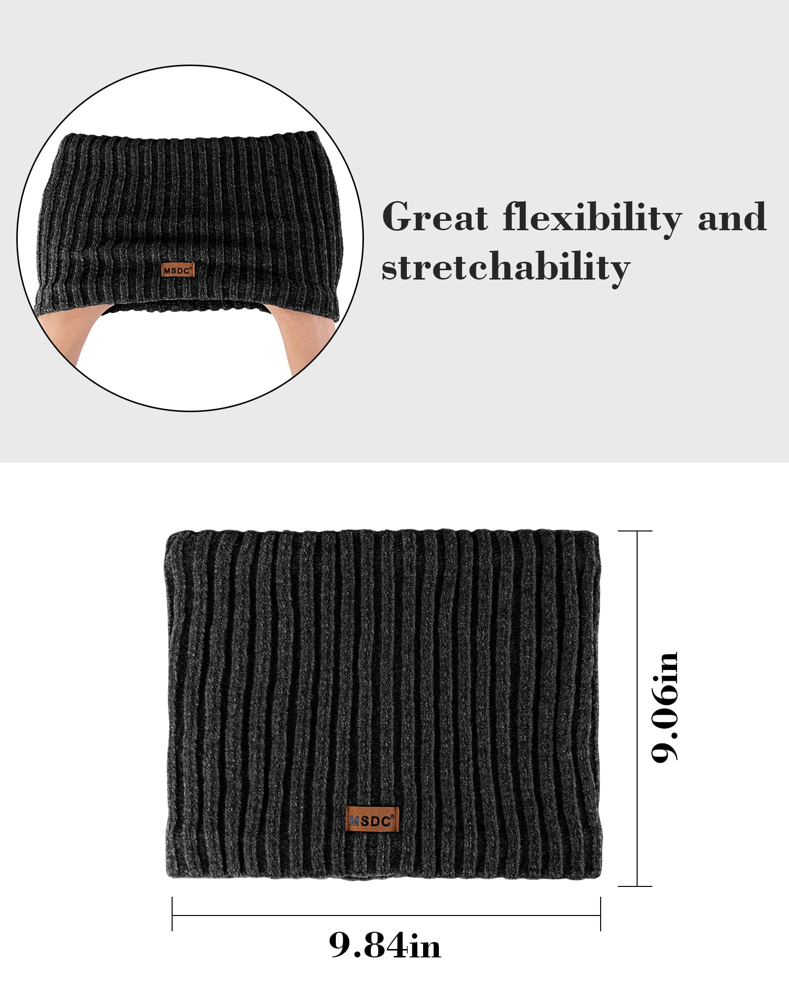 MSDC Winterschal für Damen, Halstuch, Wärmer aus Chenille-Fleece, Gesichtsmaske, Abdeckung für kaltes Wetter
