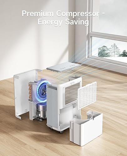 Miniatura 7 de Deshumidificador de 2000 pies cuadrados para sótano, deshumidificadores de 30 pintas para el hogar, dormitorio y baño, deshumidificador de 3 modos