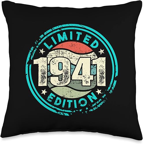 Birthday with Limited Edition and Born in 1941, Vintage Throw Pillow, 16x16, Multicolor