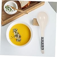Vista 8 de Yardwe Cucharas de sopa de cerámica, paquete de 2 cucharas de comedor reutilizables de 9.05 pulgadas para mezclar y servir ollas calientes