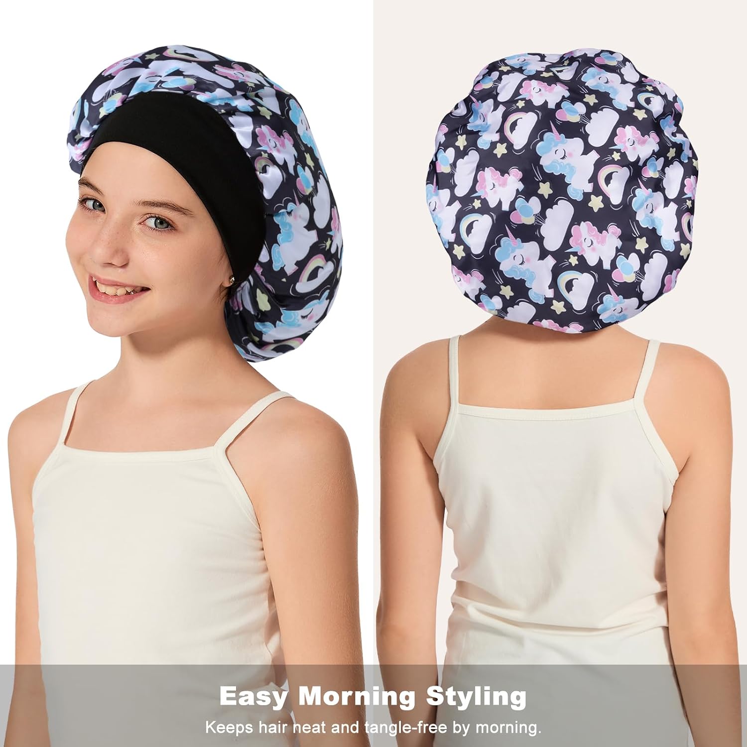 ZHENSILK Kids Satin Sleep Bonnet for Girls, Soft Hair Cap for Sleeping, Toddler Bonnet for Curly Hair