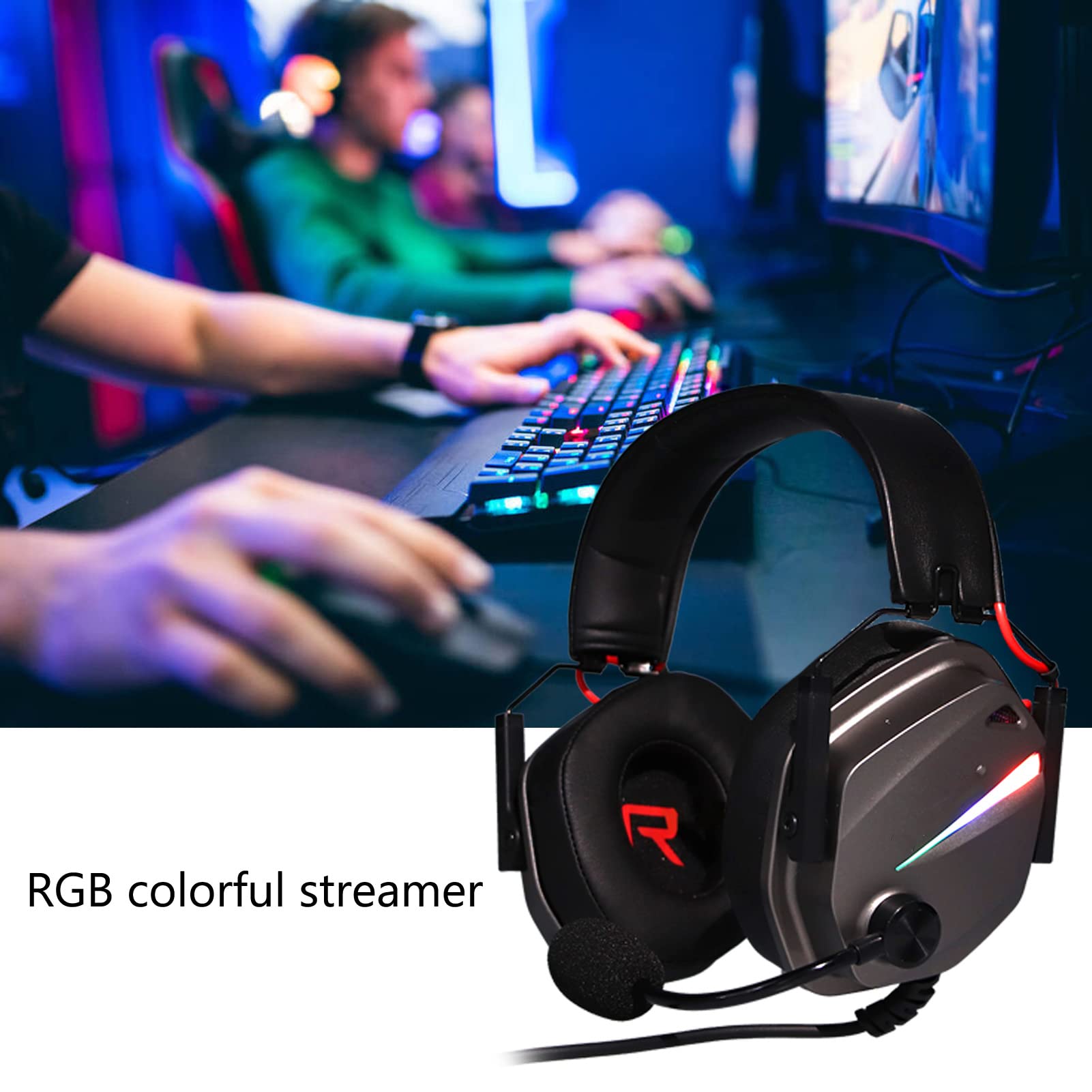 TAIDU THS310A2 Gamingowy Zestaw Słuchawkowy z Mikrofonem z redukcją Szumów Zestaw Słuchawkowy USB do Zestawów Słuchawkowych do Gier do Gier z Dźwiękiem Przestrzennym 7.1, do Komputera