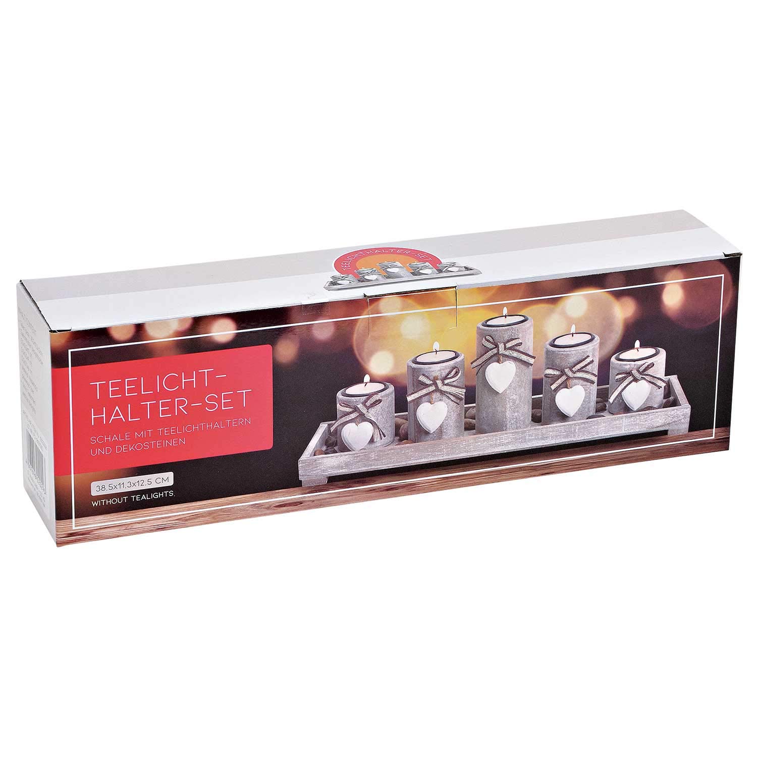 Set Portacandele In Vetro Con Vassoio In Legno E Pietre - Decorazione Per Tavolo E Casa - Foto 7