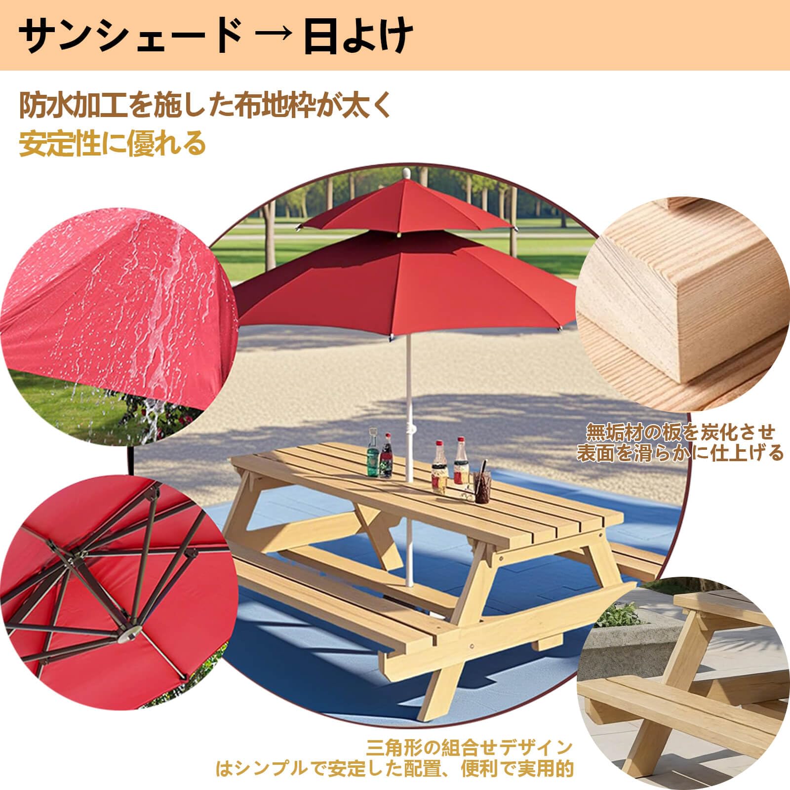 Amazon.co.jp: ガーデンテーブルセット 木製 ピクニックテーブル 8人用