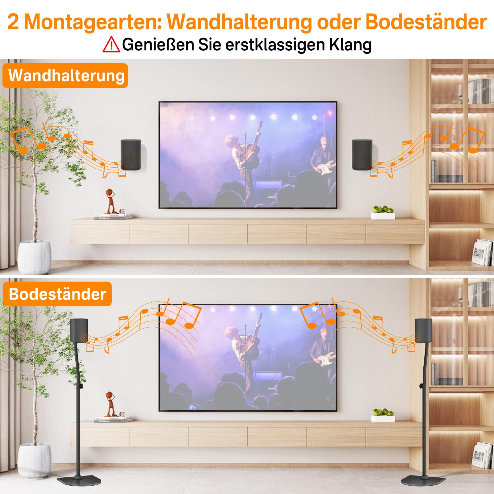 Universal-Surround-Lautsprecherständer Paar Höhe erweitern 33„ bis 42“ - Hintere Lautsprecherständer für LG, Vizio, Sony, Samsung Die meisten kleinen Satelliten-Surround-Sound-Lautsprecherständer