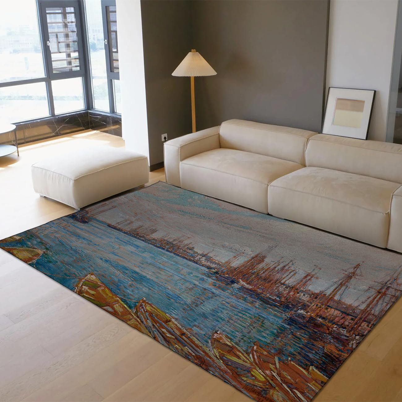 Tapis peinture à l'huile vintage pour une descente de lit douce et chaleureuse