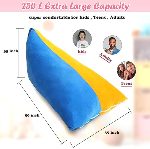 Miniatura 2 de STOINSTO Funda para puf de almacenamiento de animales de peluche (sin relleno), puf triangular para niños y adultos, funda extragrande con