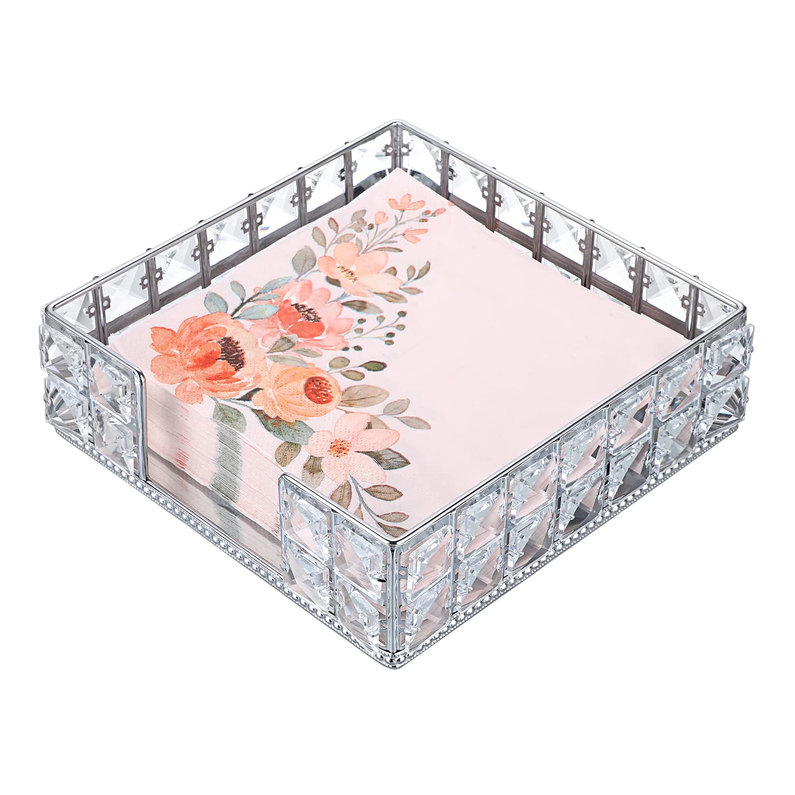 Sumnacon Quadratischer Serviettenhalter Aus Glas – Goldener Rahmen, 18x18 Cm, Für Tischdekoration