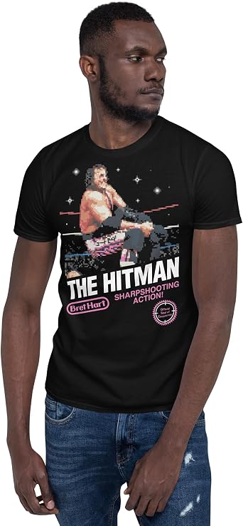Pro Wrestling Tees Bret The Hitman Hart - Hitman 8-Bit T-Shirt