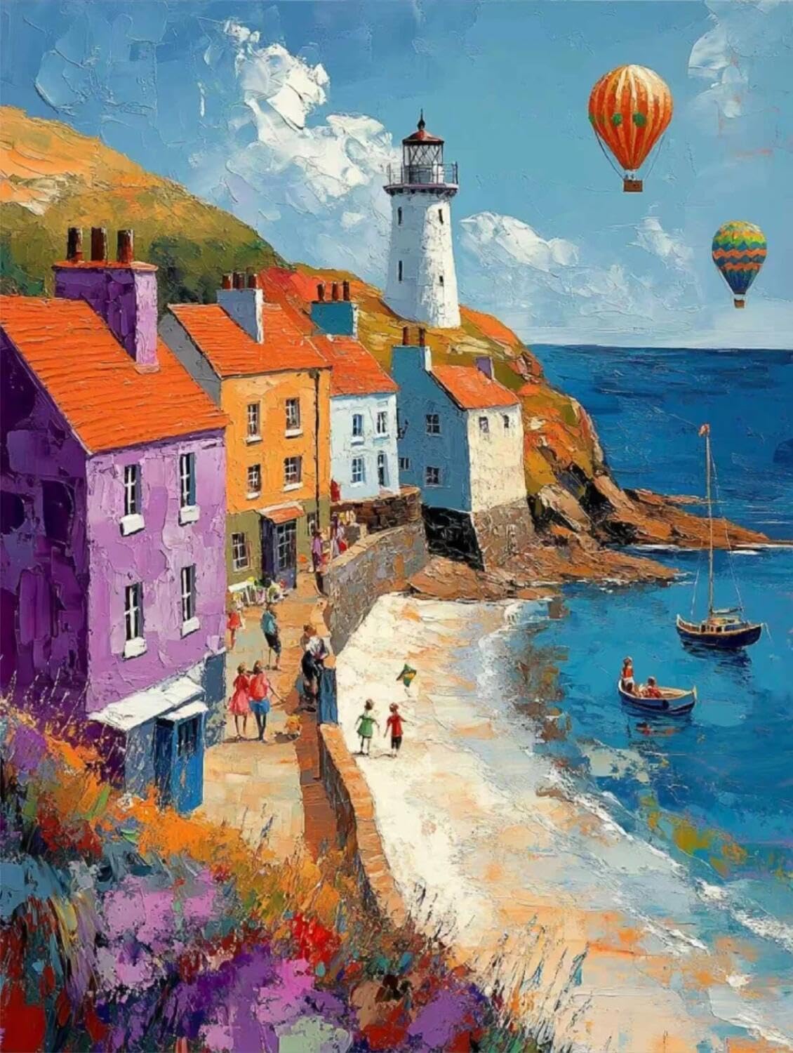 Rqwybcaxn Seed Bead Embroidery Kits Fantasy Harbor 40x50cm