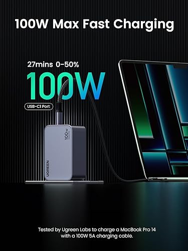 Miniatura 2 de UGREEN Nexode Pro 100W GaN USB C Wall Charger, 3-Port Compact Fast PPS Charger for MacBook Pro/Air, Pixelbook, iPad, iPhone 17/16/15 Series, Galaxy