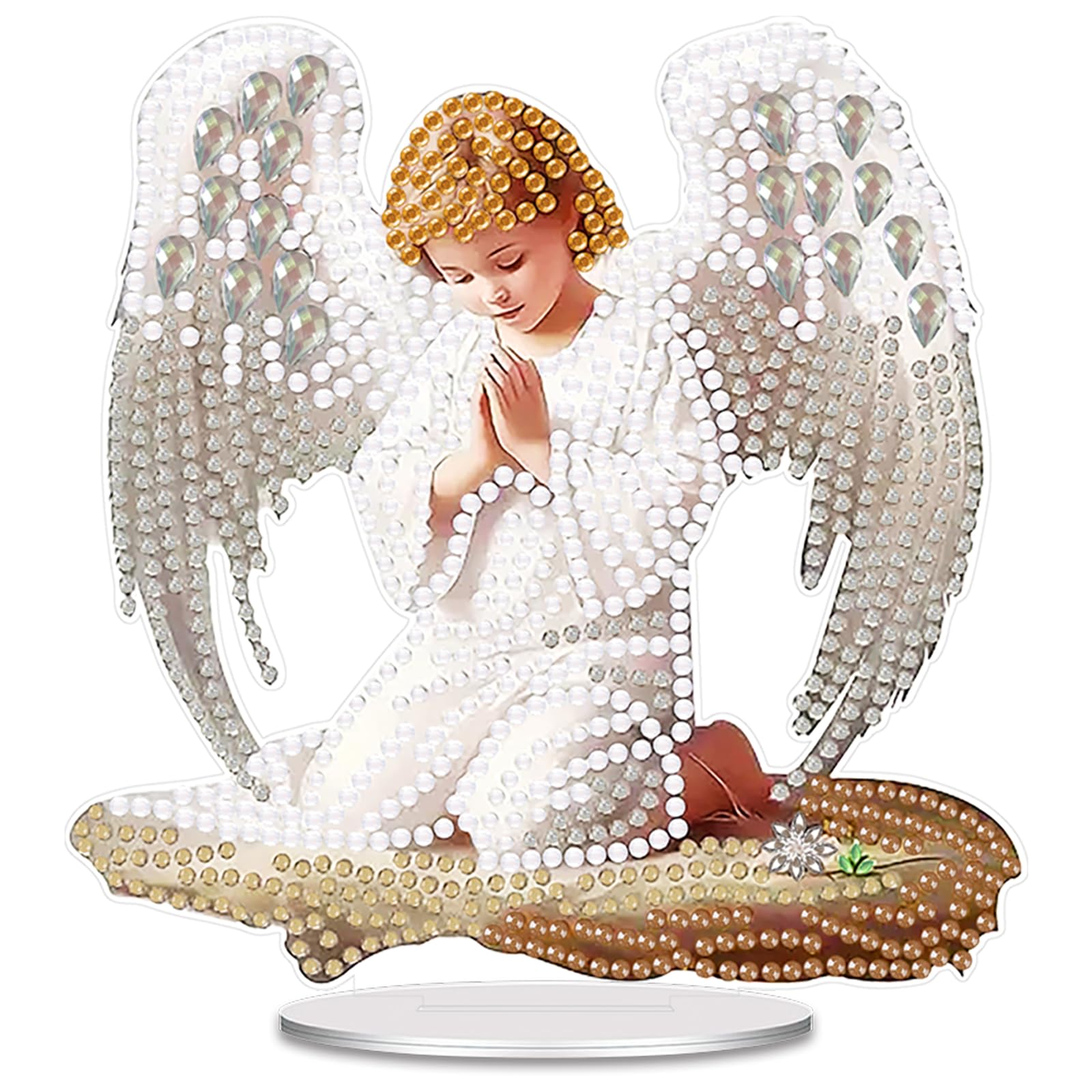 5D Diamond Art Painting Kits for Adults, Diamond Art Tabletop Ornament with Special Shaped Diamonds, DIY Desktop Decor Stand - Festive Holiday Craft Gift(Angel Elf)