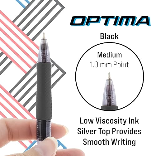 Miniatura 2 de BAZIC - Bolígrafo retráctil de tinta de gel de aceite, color negro, punta media de 0.028 in, agarre suave, escritura suave, para oficina y escuela