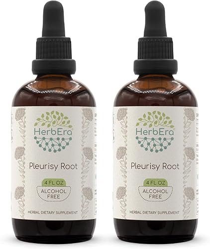 Pleurisy Root B120 (2 piezas) Extracto de hierbas sin alcohol, gotas líquidas concentradas, raíz de pleuresía natural (Asclepius tuberosa) (2 x 4 fl