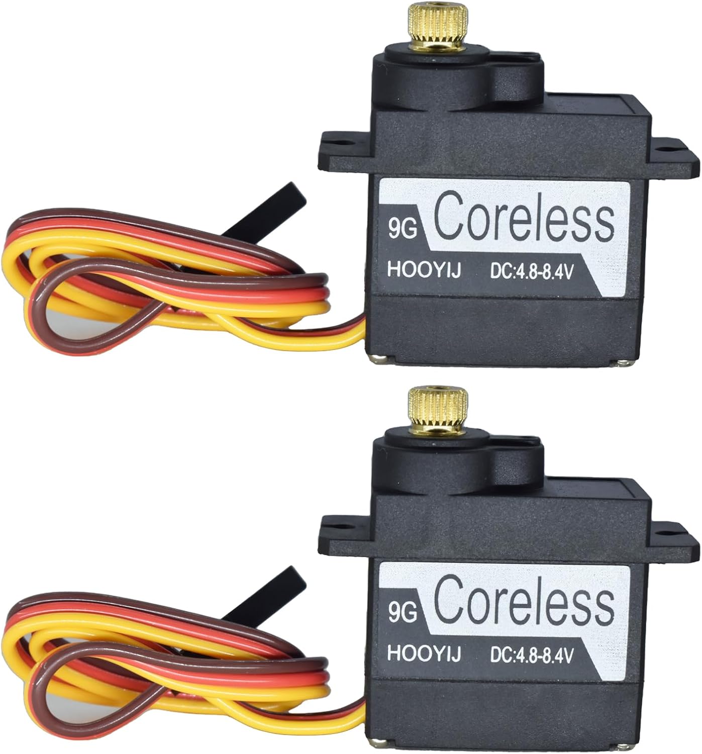 2Pcs 9g Coreless Servo Black, Full Metal Gear Micro RC Servo 4KG-CM Torque 4.8-8.4V for Arduino Fixed-Wing Aircraft RC Smart Car Robotic Arm DIY Projects (180 Degree)