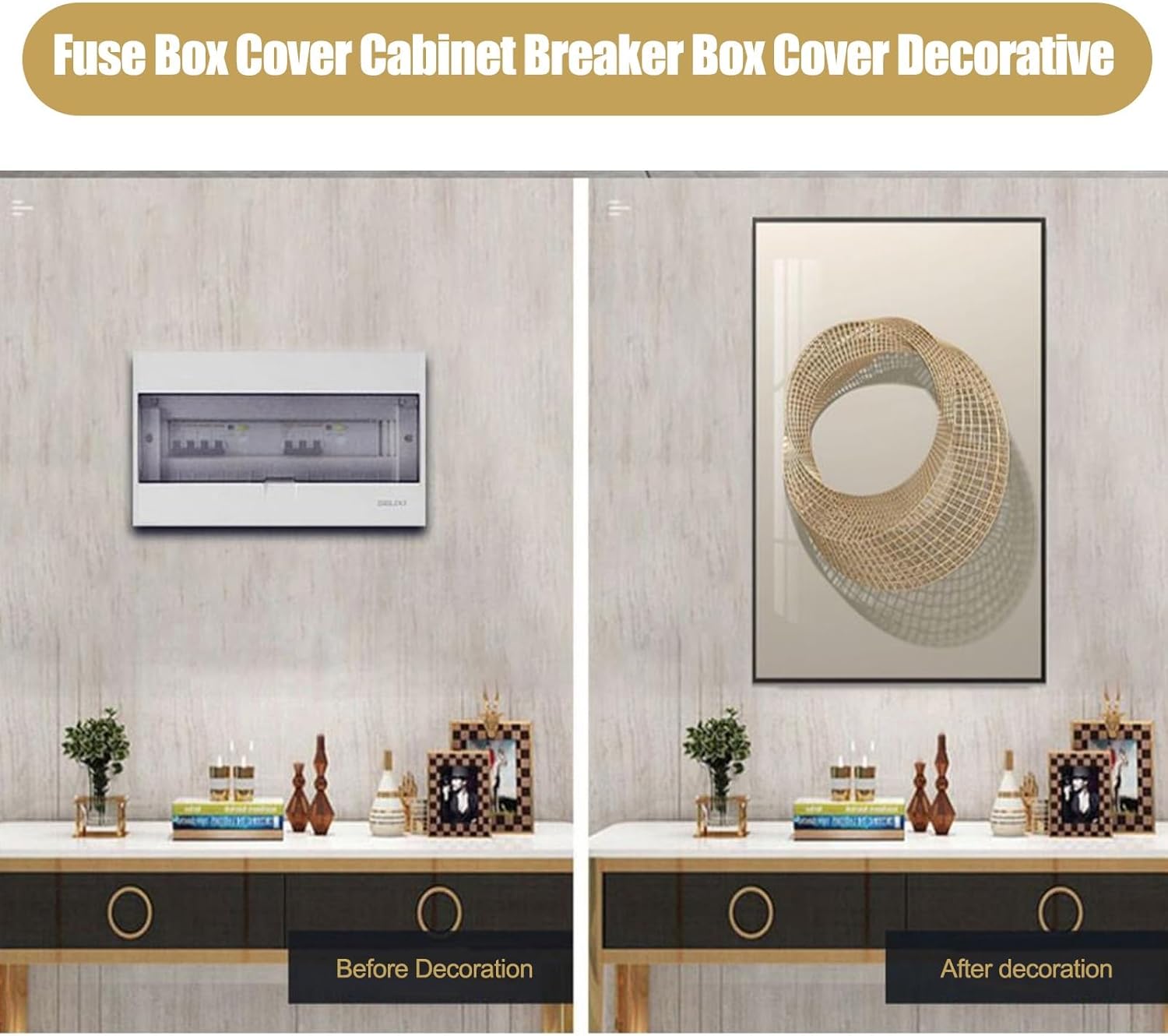 HARELA Breaker Box Cover Fuse Box Cover Hide Electrical Panel Cover Decoration Creative Hanging Picture for Living Room and Office(Black A,60x120cm/23.6x47.2in)