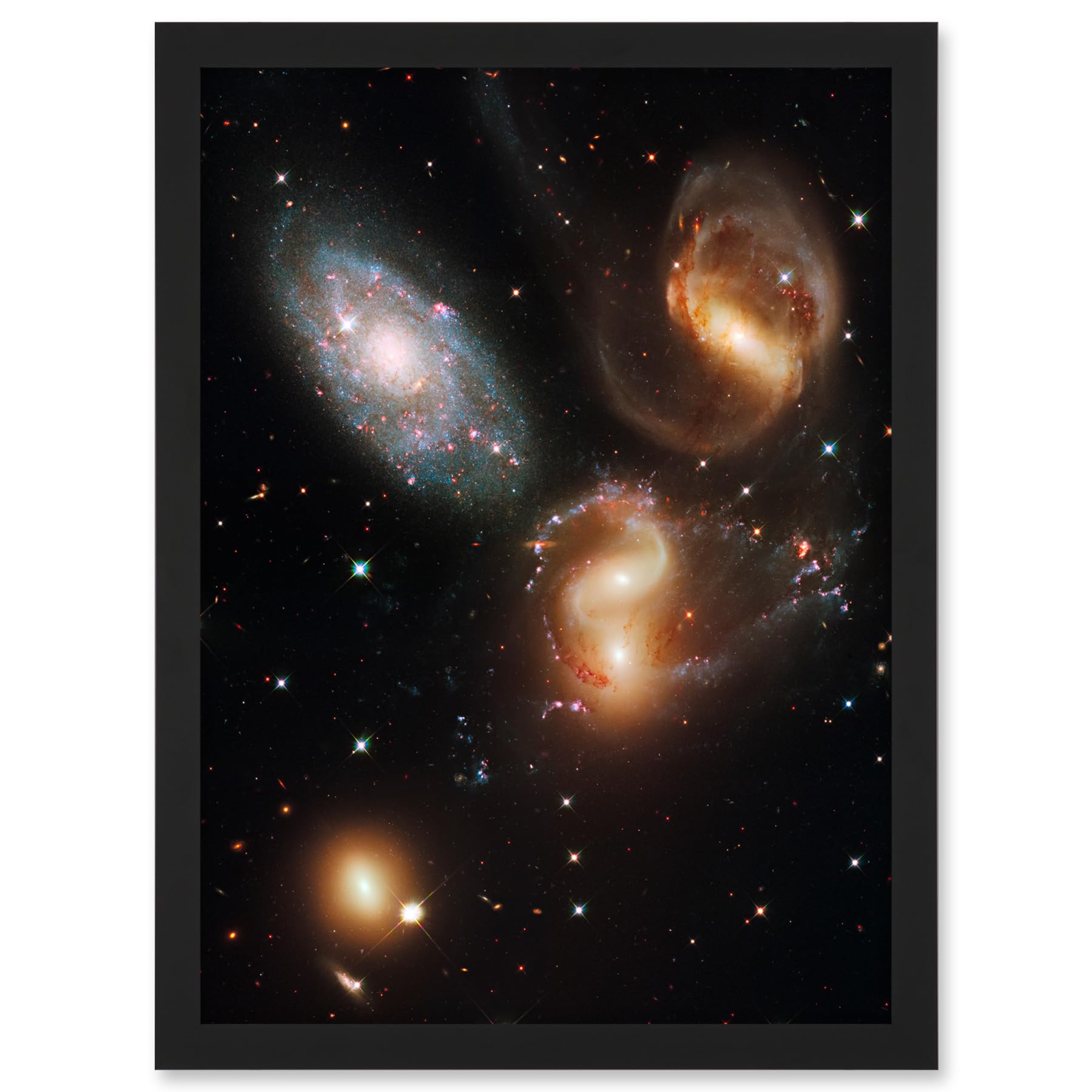 Artery8 Hubble Space Telescope Image Galactic Wreckage In Stephan's Quintet Clash Of Galaxies Stellar Observations In The Hickson Compact Group 92 Artwork Framed A3 Wall Art Print