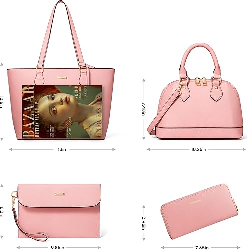 Vista 7 de 4 piezas de bolsos de mano de moda para mujer, monederos, bolsos de hombro, bolsas de mano informales, bolsas cruzadas, juego de bolso de regalo