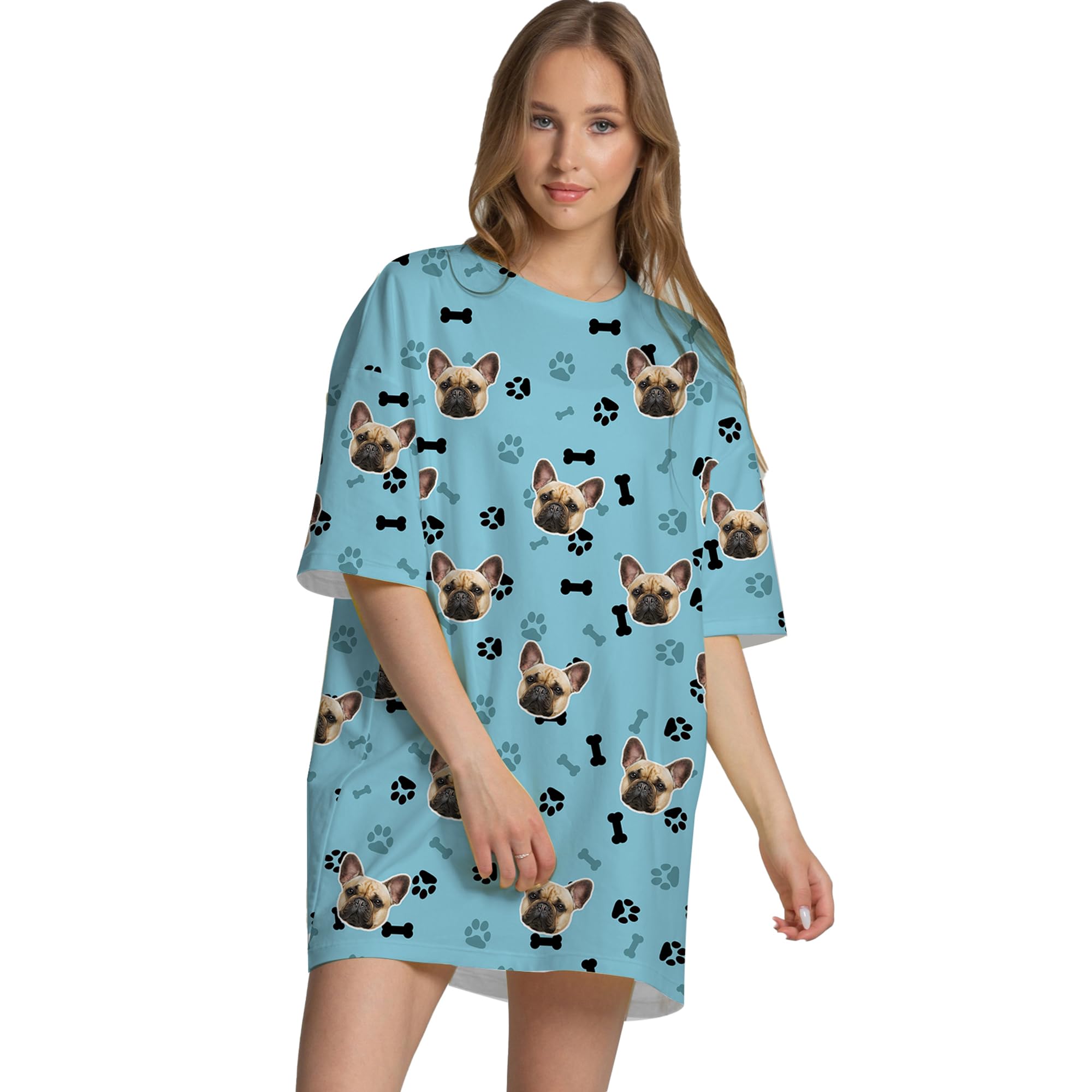 Artsadd Personalized Womens Nightgown Custom Face Pajamas Customized Photo Sleepwear House Dress Sleepshirt Nightdress