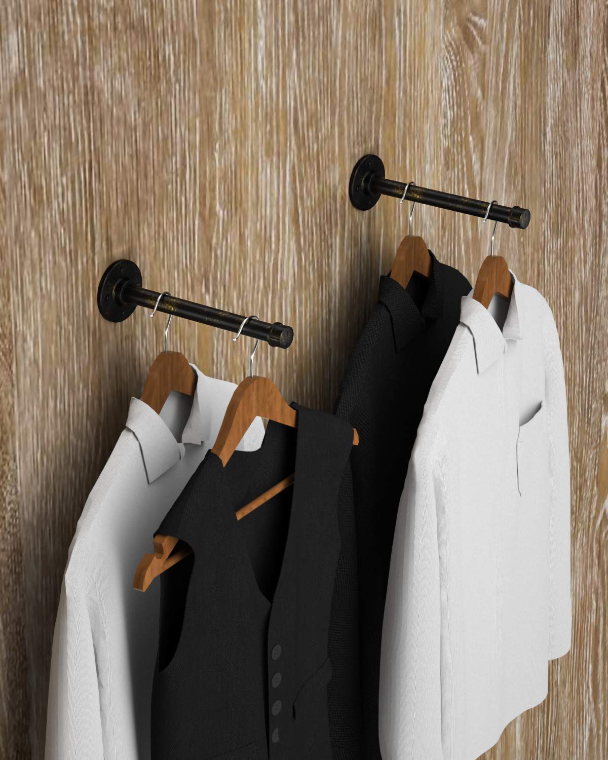 LuckIn 8Inch Pipe Shelf Brackets for Floating Shelves, Unique Industrial Style, Gold Bronze, 6