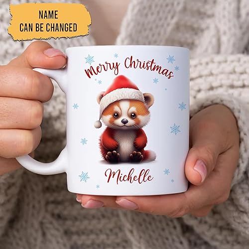 Vista 130 de Hyturtle Regalos personalizados para amantes de las ardillas, con sombrero de Papá Noel, taza de café de cerámica con nombre personalizado, taza