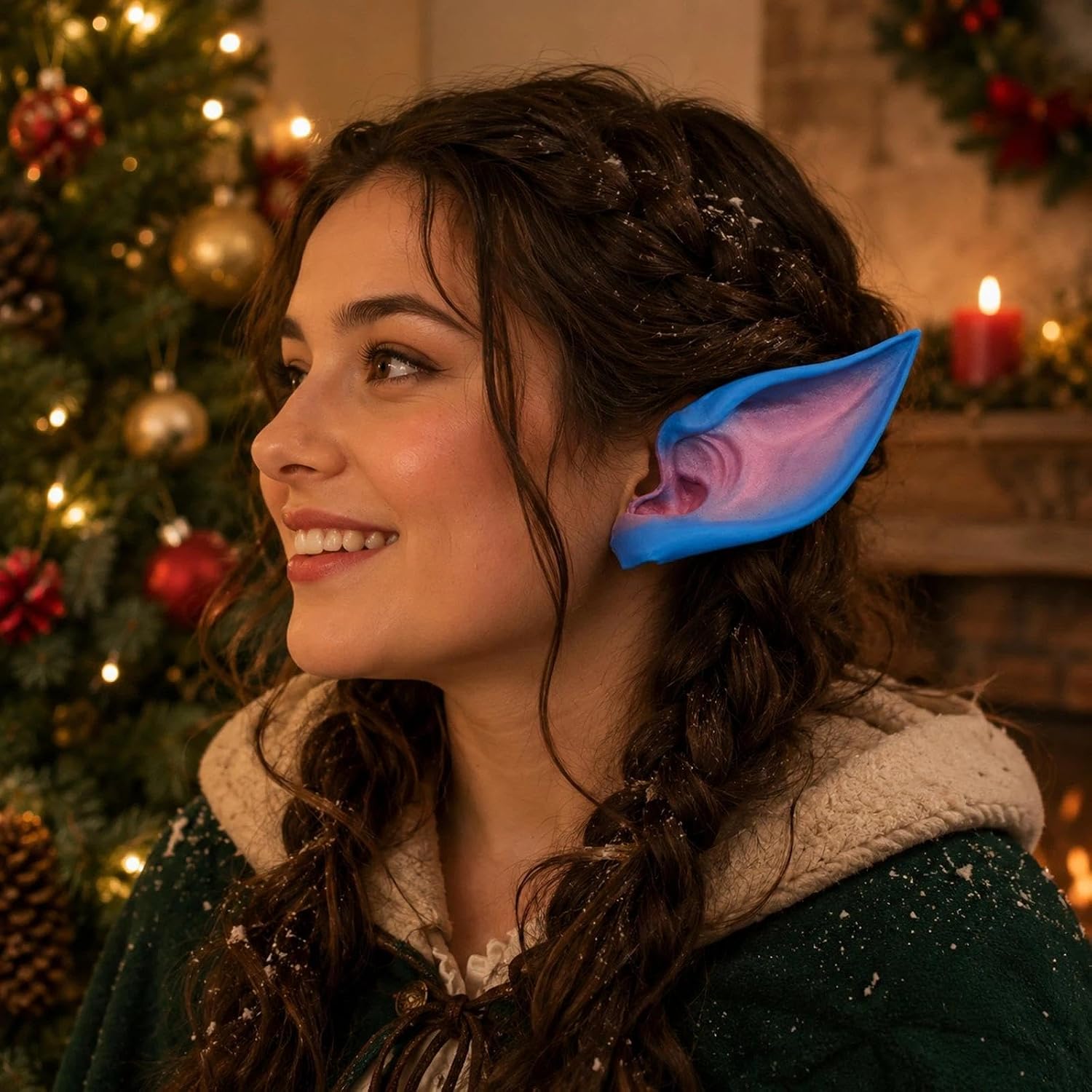 LOGOFUN Blue Latex Elf Ears for Halloween Costume image 3