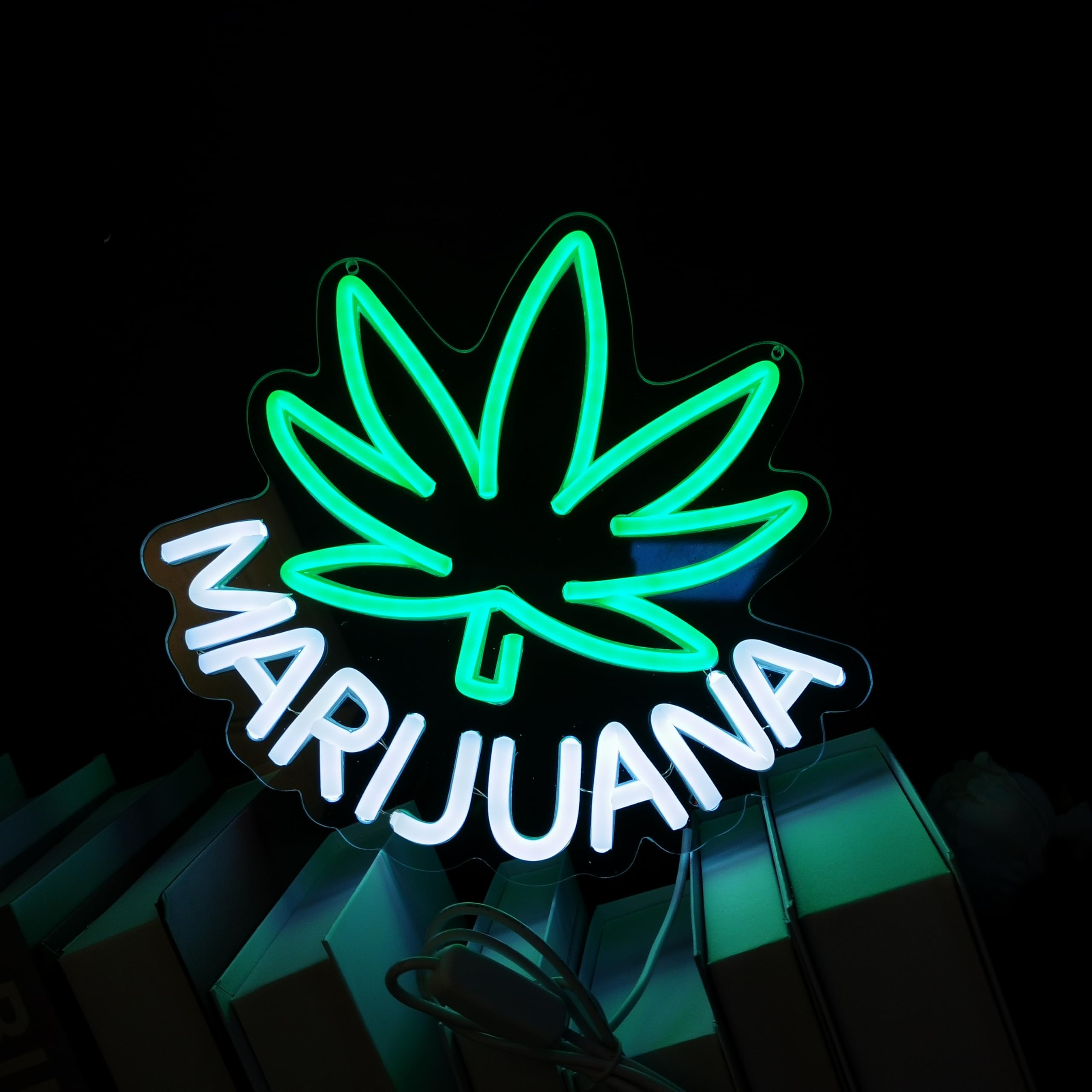Leaf Weed Neon Signs LED Neon Lights Signs for Wall Decor Bedroom Suitable for Living Room Bar Game Room Hotel Birthday Party Restaurant Christmas Unique Gift for Lover (leaf Weed) — image 1