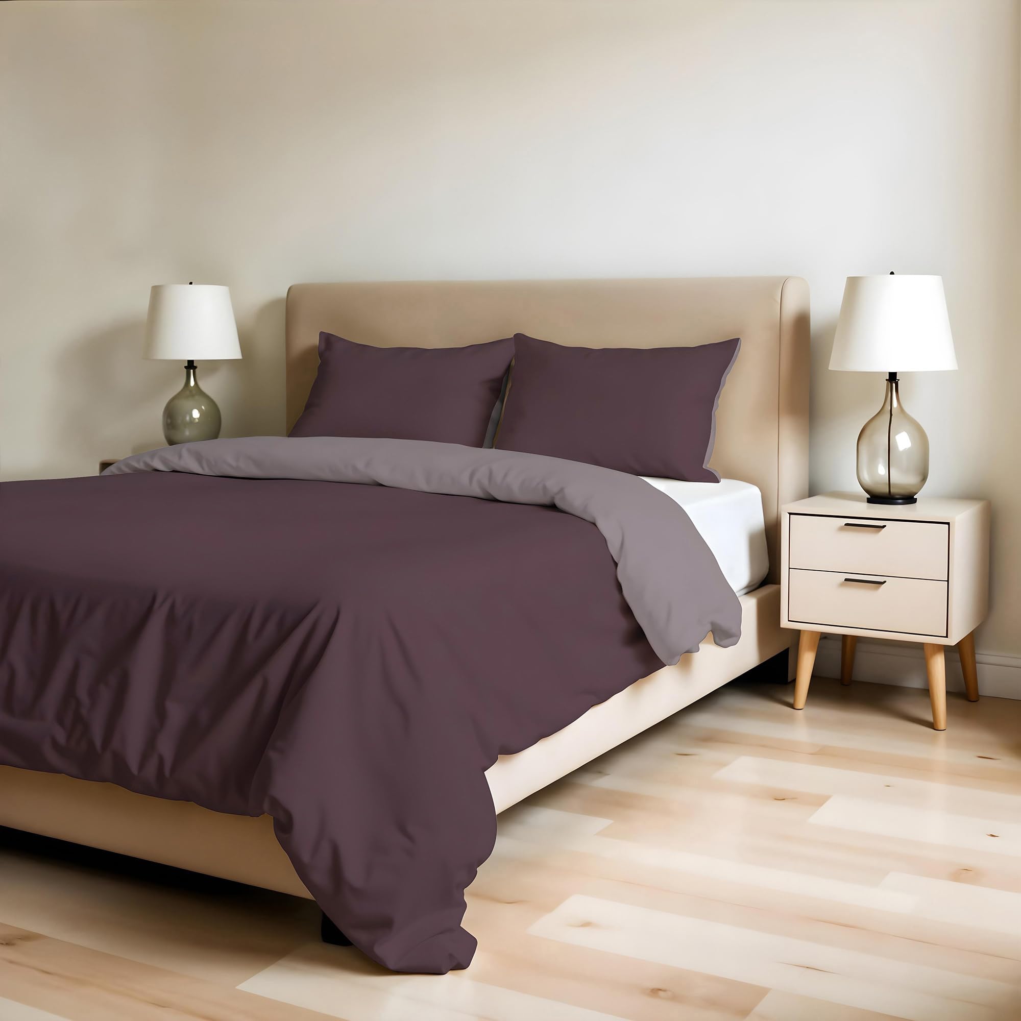 ZOE Double Duvet Cover with Duvet Cover 250 x 200 cm with Flap 50 cm + Pair of Pillowcases 50 x 80 cm Wine/Antique Pink