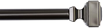 AmazonBasics Adjustable 1 inch Curtain Rod with Square Finials and Brackets, 36 inch to 72 inch, Bronze