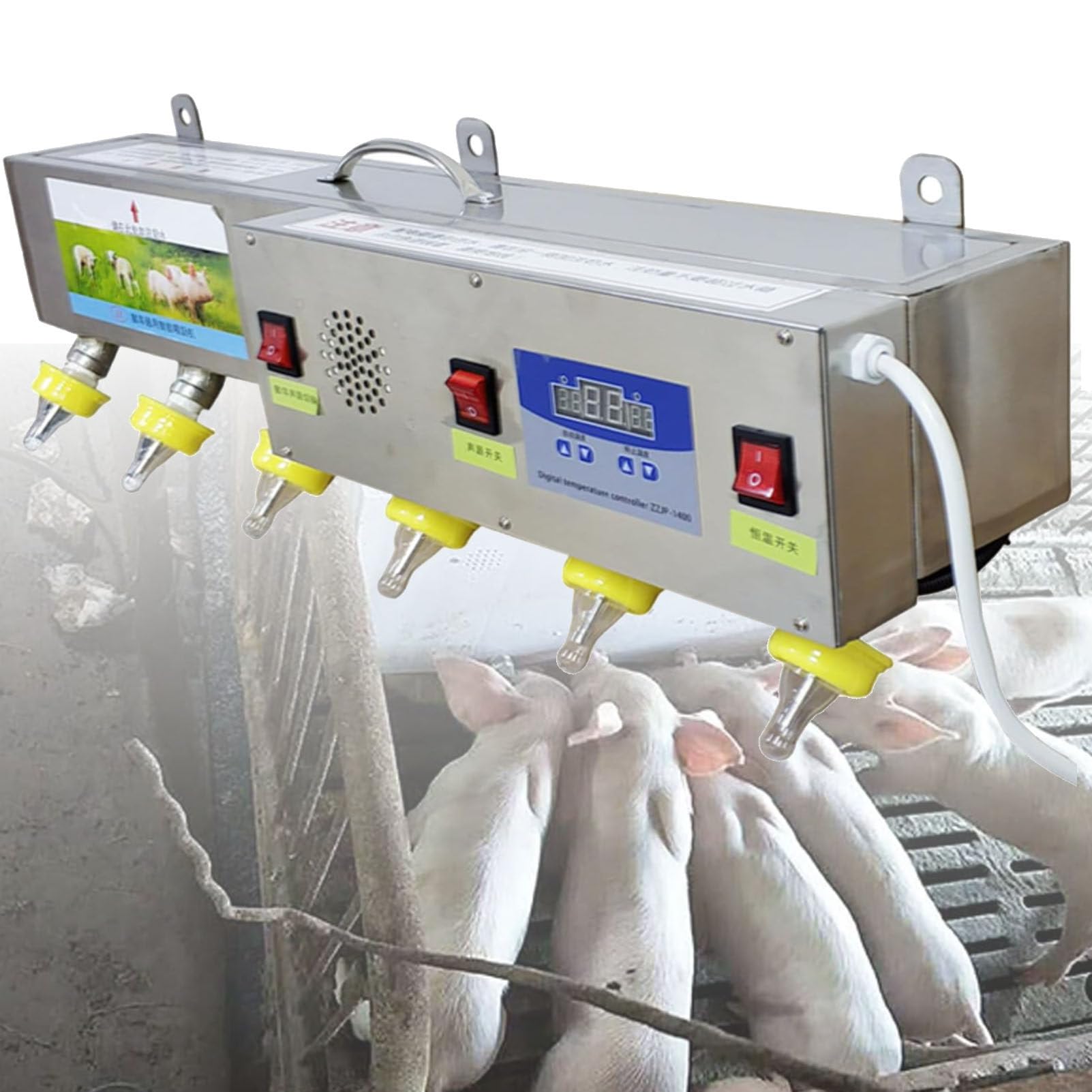 Mangeoire automatique pour bétail agricole avec gestion thermique et audio