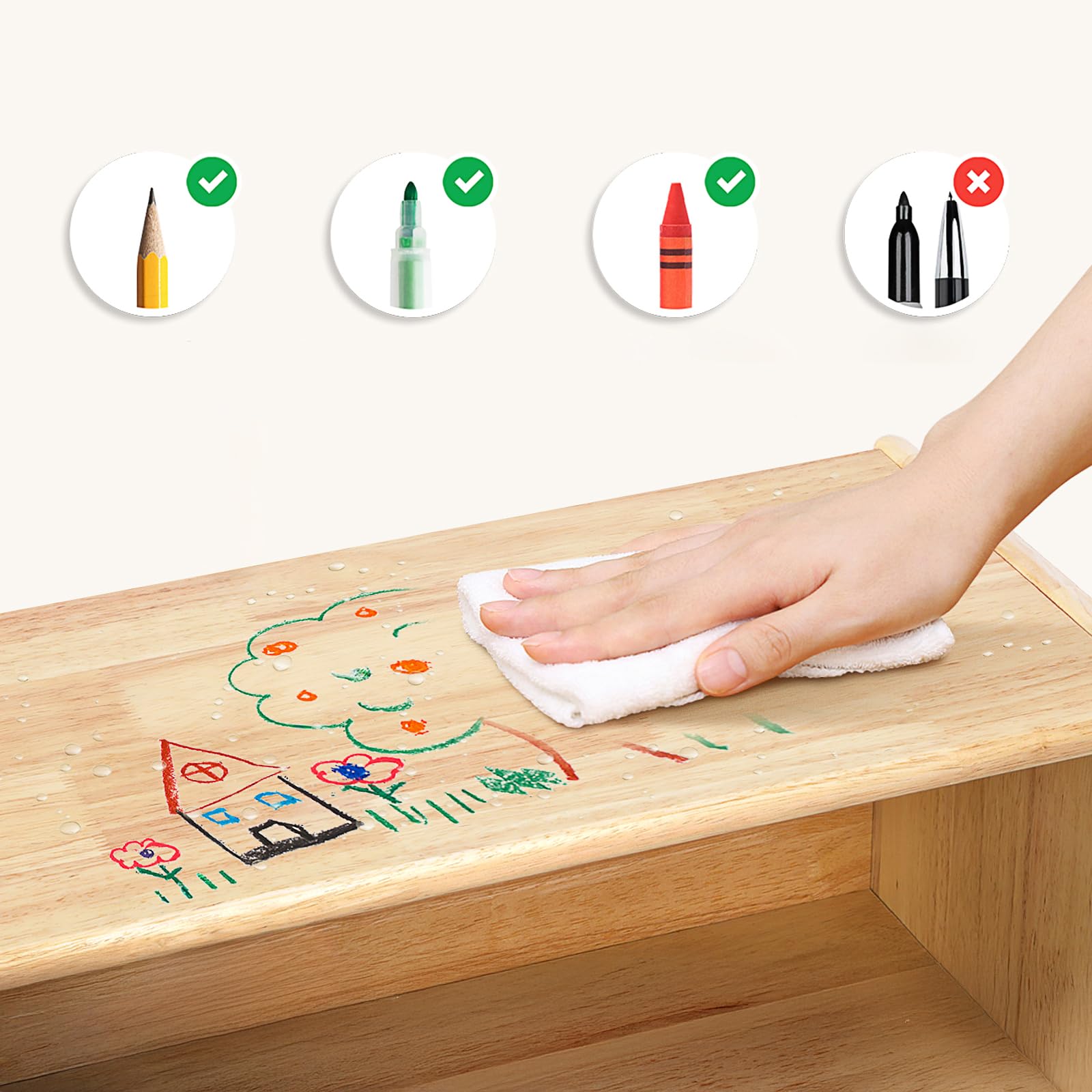 OOOK Gummiholz Kinderregal Spielzeugschrank, Bücherregal Spielzeugregal mit 2 Ebenen, Eckregal Stehend Holz für Kinderzimmer, Spielzimmer und Kindergarten, 30 x 30 x 60 cm