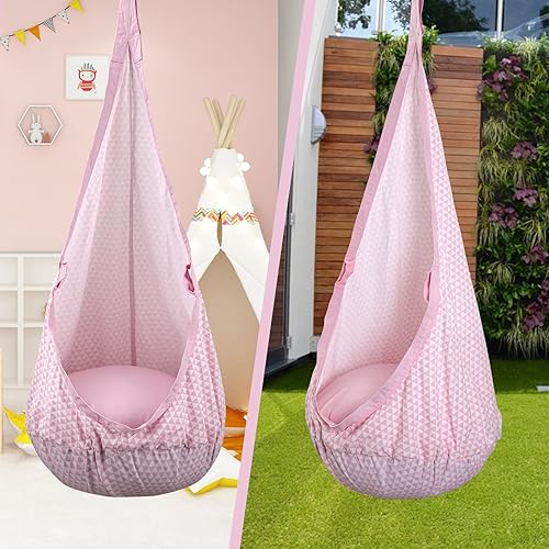 Miniatura 6 de YAERSI Asiento columpio para niños, silla hamaca con cojín inflable de PVC, columpio sensorial para juegos en interiores y exteriores, portátil