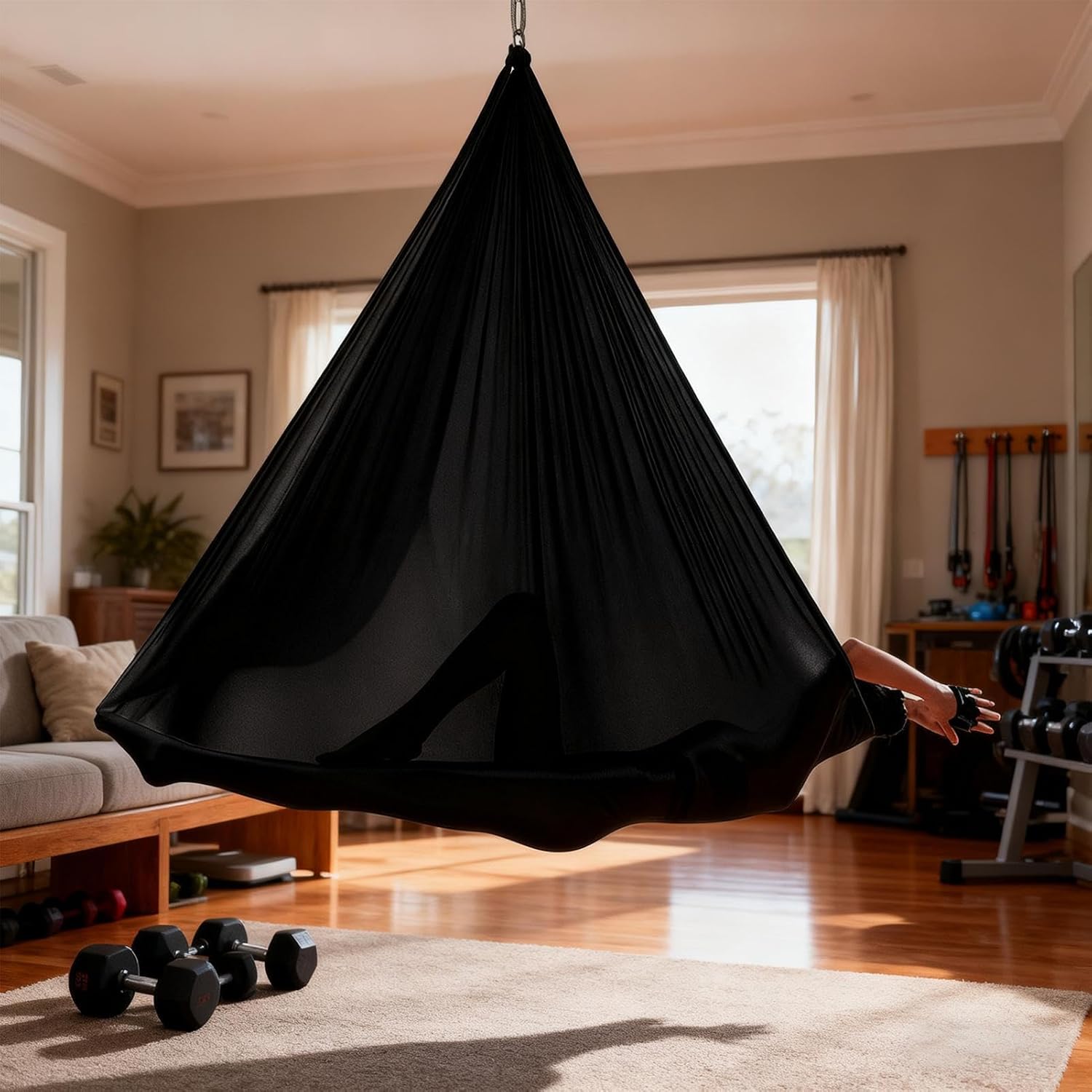 Yoga Swing - Stretch Professional Portable, Aerial Silks Fitness Equipment, Durable Support Hammock, Core Strength Enhancer, High-Performance Training Gear, Gym Accessory for Adults