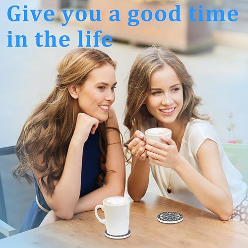 Miniatura 7 de Portavasos para automóvil, diseño de mandala, paquete de 2 unidades para portavasos absorbentes, inserto antideslizante universal, portavasos de