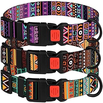 CollarDirect Tribal Dog Collar Aztec Pattern Adjustable Nylon Pet Collars for Small Medium Large Dogs Puppy (Pattern 2, Neck Fit 14