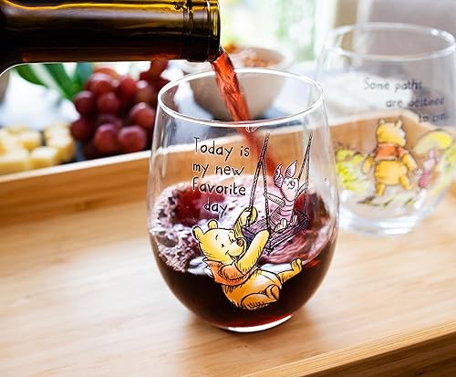 Miniatura 5 de Disney Winnie The Pooh Quotes - Juego de copas de vino sin tallo con forma de lágrima  Vaso para mimosas cócteles  Cada uno tiene capacidad para 20